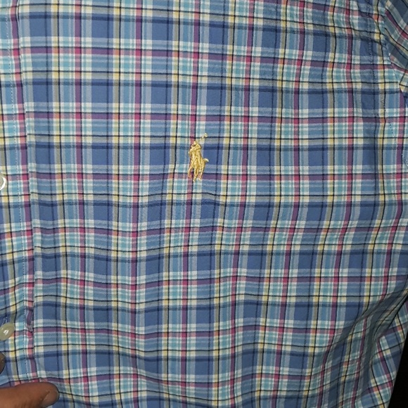 Blue/purple plaid Ralph Lauren button up shirts - Picture 4 of 5